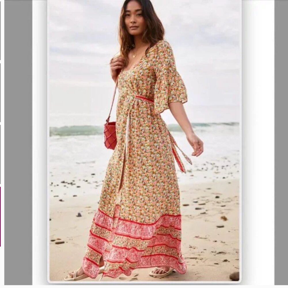 ⭐️ Maaji Josephine Cover Up Boho Beach Wrap Hipster Chic Hippie Art Maxi Dress